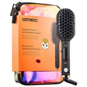 Amika Mini Straightening Brush with Holographic Case